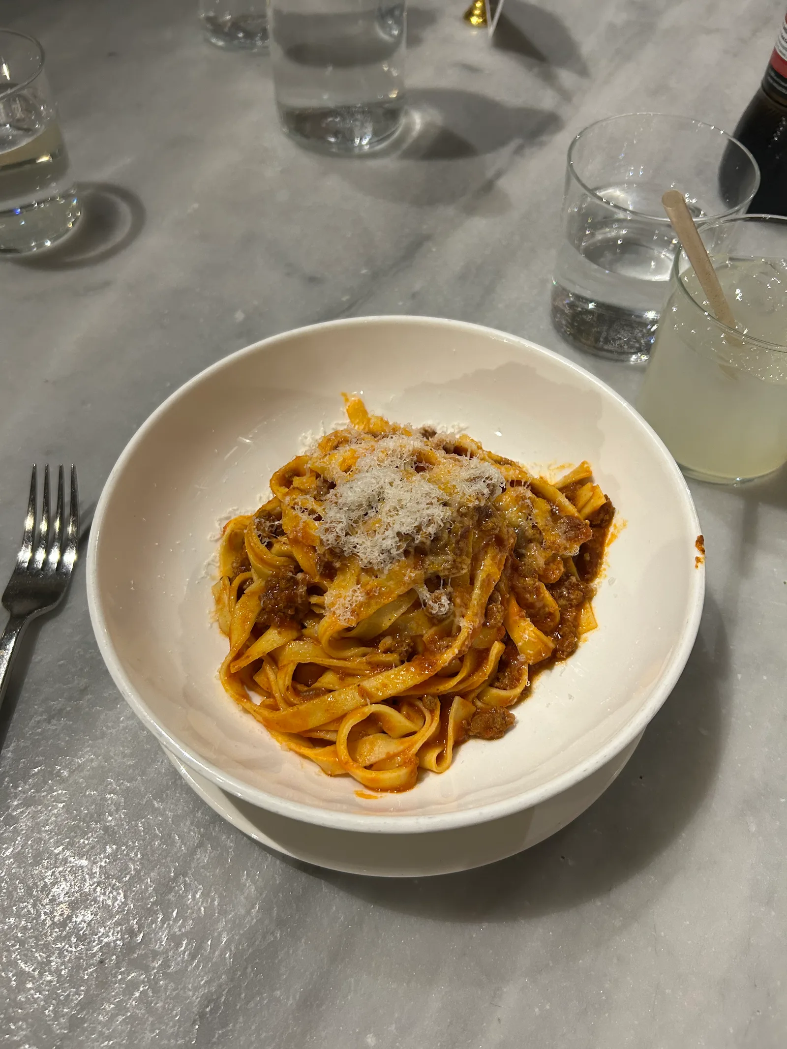 A pasta dish photographed during the Chicago trip.
